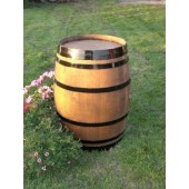 Weinfass aus Eichenholz (225l), hell lasiert, schwarzlackierten Fassringen aus gebrauchtem Weinfass aus massivem Eichenholz