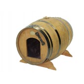 Hundehütte "Teddy"  Ringe verzinkt hell lasiert - aus gebrauchtem Weinfass aus massivem Eichenholz
